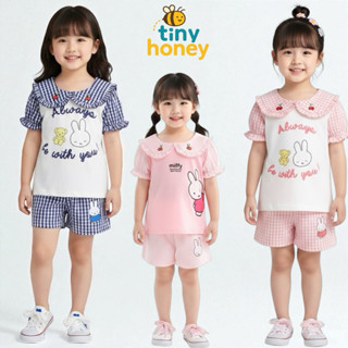 ชุดลูกสาว ปกบัว แขนตุ๊กตา ลายกระต่าย ผ้านิ่มเด้ง [B0008]