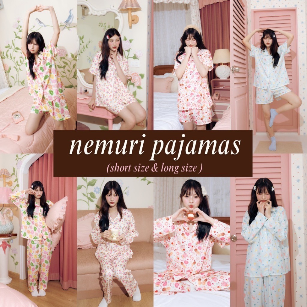 ชุดนอน Nemuri Pajama ชุดนอนน่ารัก ผ้าไหมอิตาลี เบา ใส่สบาย ลายน่ารัก ฟรีไซส์