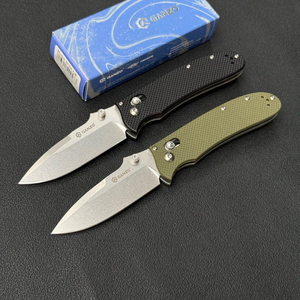มีดพับGanzo D704 ของแท้100% วัสดุใบมีดเหล็ก D2 วัสดุด้ามจับ G10 ใบมีดยาว 3.3 นิ้ว