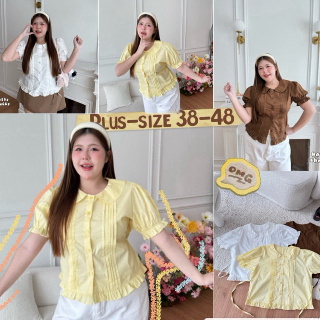 ✅ส่งฟรี+โค้ดลดโปรเปิดร้าน✅ เสื้อคอบัว แขนตุ๊กตา ดีเทลตีเกล็ดหน้า น่ารัก เรียบร้อย(38-48)
