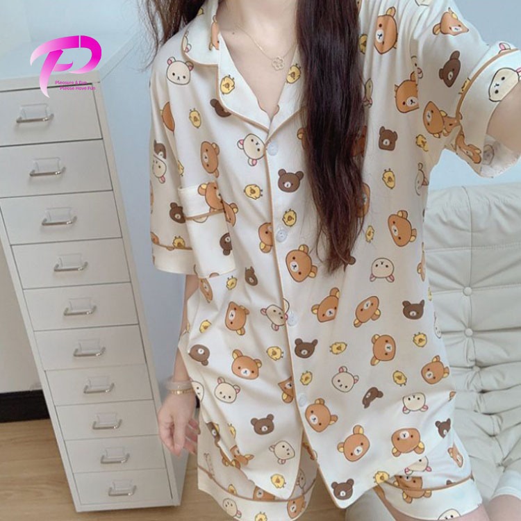 (ของแจ่ม) ชุดนอนสาว ส่งจากไทย ✨ เนื้อผ้านุ่มหายห่วง แขนสั้นลายการ์ตูนน่ารัก ใส่สบาย กระดุมเปิดหน้า ราคาถูก จัดส่งเร็ว