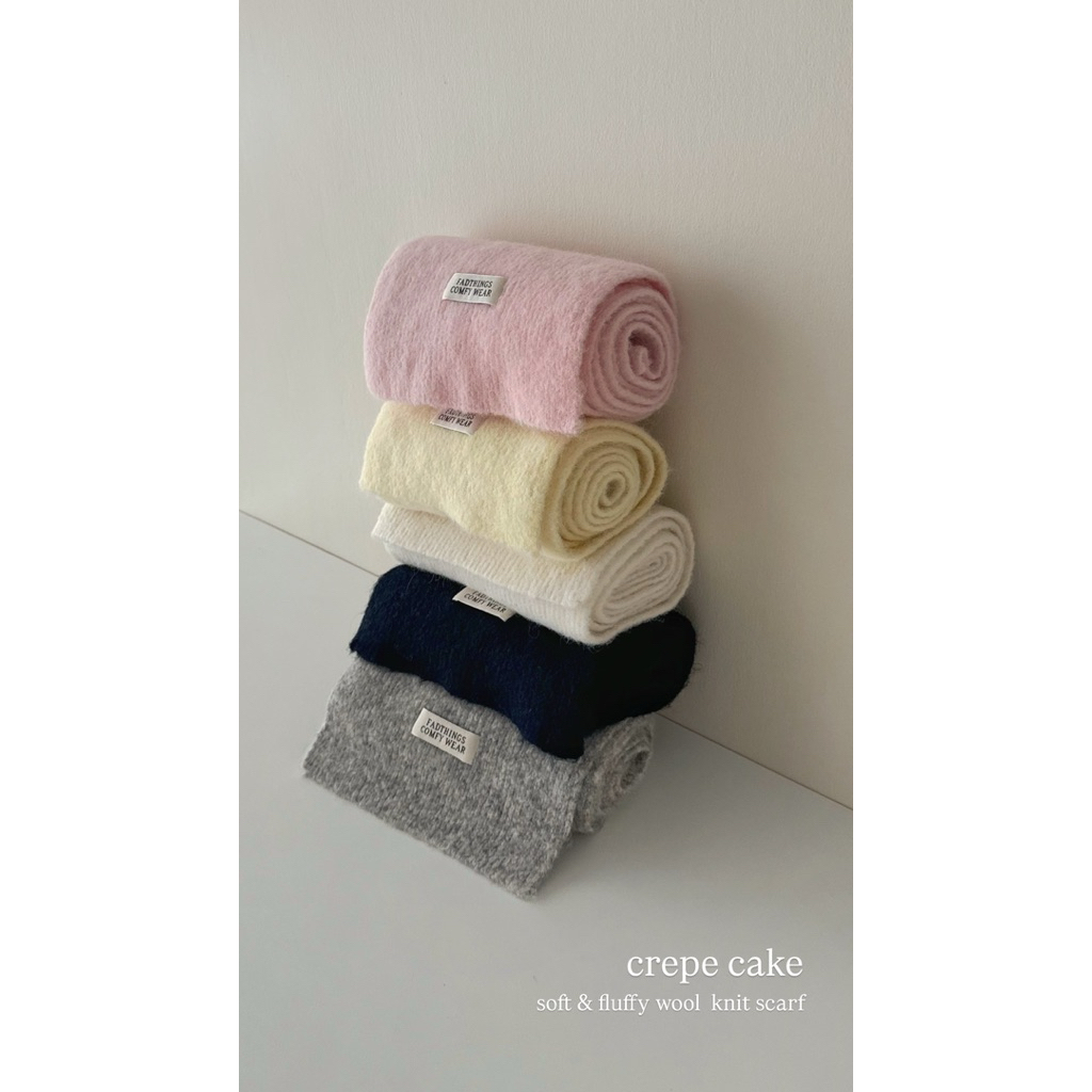 FADTHINGS : crepe cake fluffy wool knit scarf 🍎ผ้าพันคอไหมพรมวูลฟูนิ่มเบาเด้ง