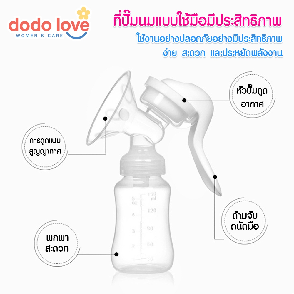 DODOLOVE ที่ปั๊มน้ำนมด้วยมือ ปั๊มนมมือโยก เครื่องปั๊มนมแบบ พร้อมขวดนม ไม่มีกลิ่นไม่มีการเปลี่ยนสี - รูปที่ 2