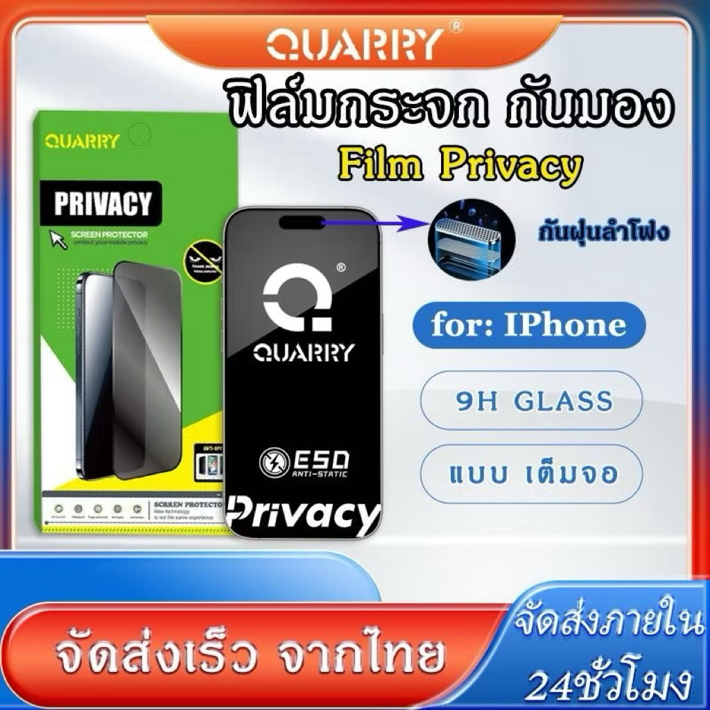 ฟิล์มกันมอง/กันเสือก สำหรับ ไอโฟน iphone ทุกรุ่น17/16/15 pro max 16 14 pro max 14plus 13 pro max ip1