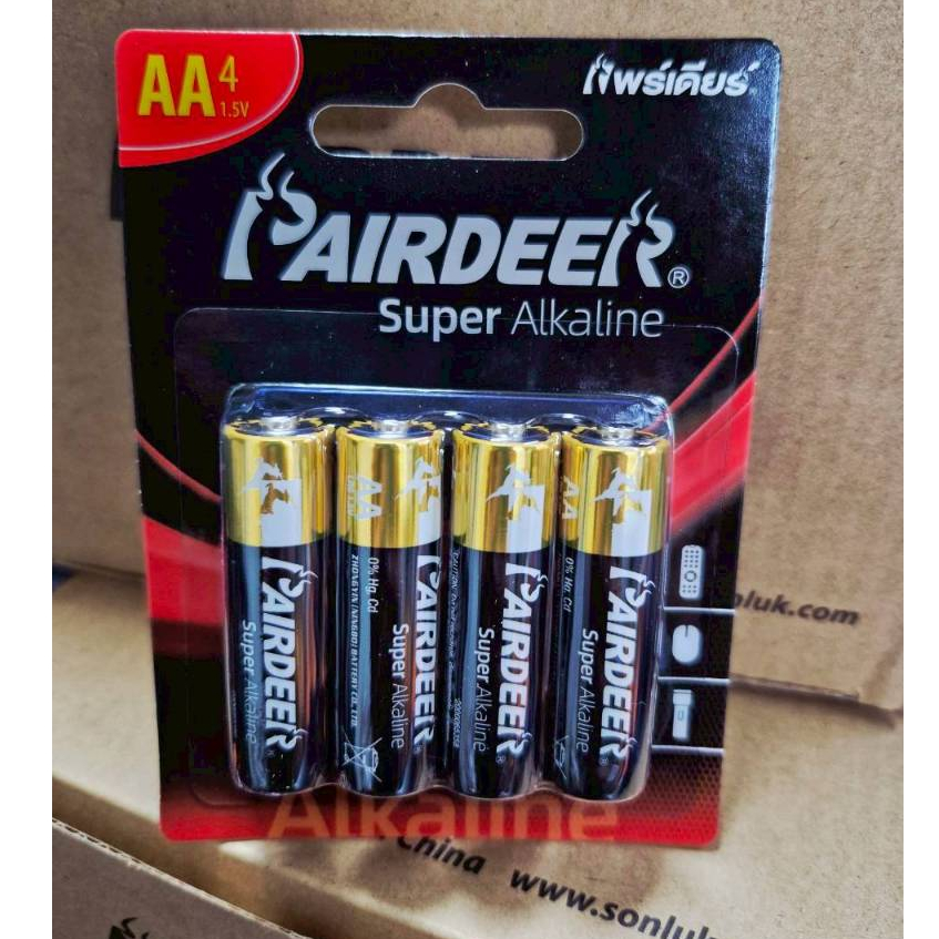 PAIRDEER ถ่าน AA  ถ่านอัลคาไลน์ AA แพค 4 ก้อน-alkaline Batteries - แพคเกจใหม่ล่าสุด