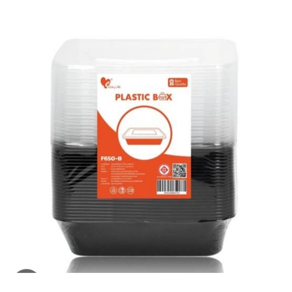 **ยกลัง** F650-B กล่องพลาสติกดำใส่อาหาร พร้อมฝา ตรา Easy Life 650 ml.
