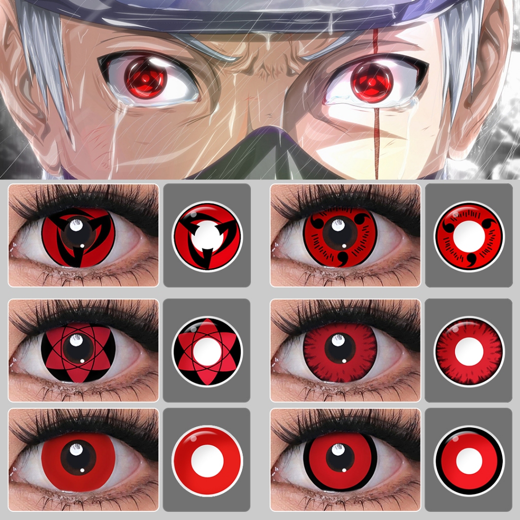 Magister & Realcon คอนแทคเลนส์คอสเพลย์ Naruto Cosplay คอนแทคเลนส์สีแดง เนตรวงแหวน Kakashi/Sakuke