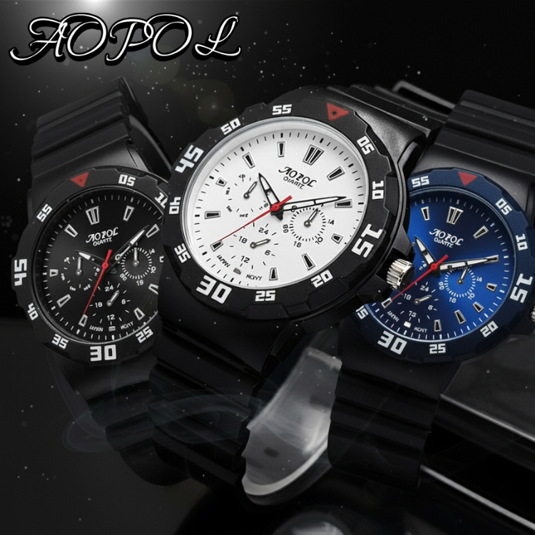 AOPOL นาฬิกาผู้ชาย รุ่น 923G พรายน้ำ สายยางเรซิน กันน้ำ 100%