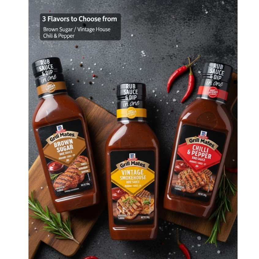 แม็คคอร์มิค ซอสบาร์บีคิว McCormick Grill Mates Barbecue Sauce 500g (Brown Sugar / Vintage Smoke Hous