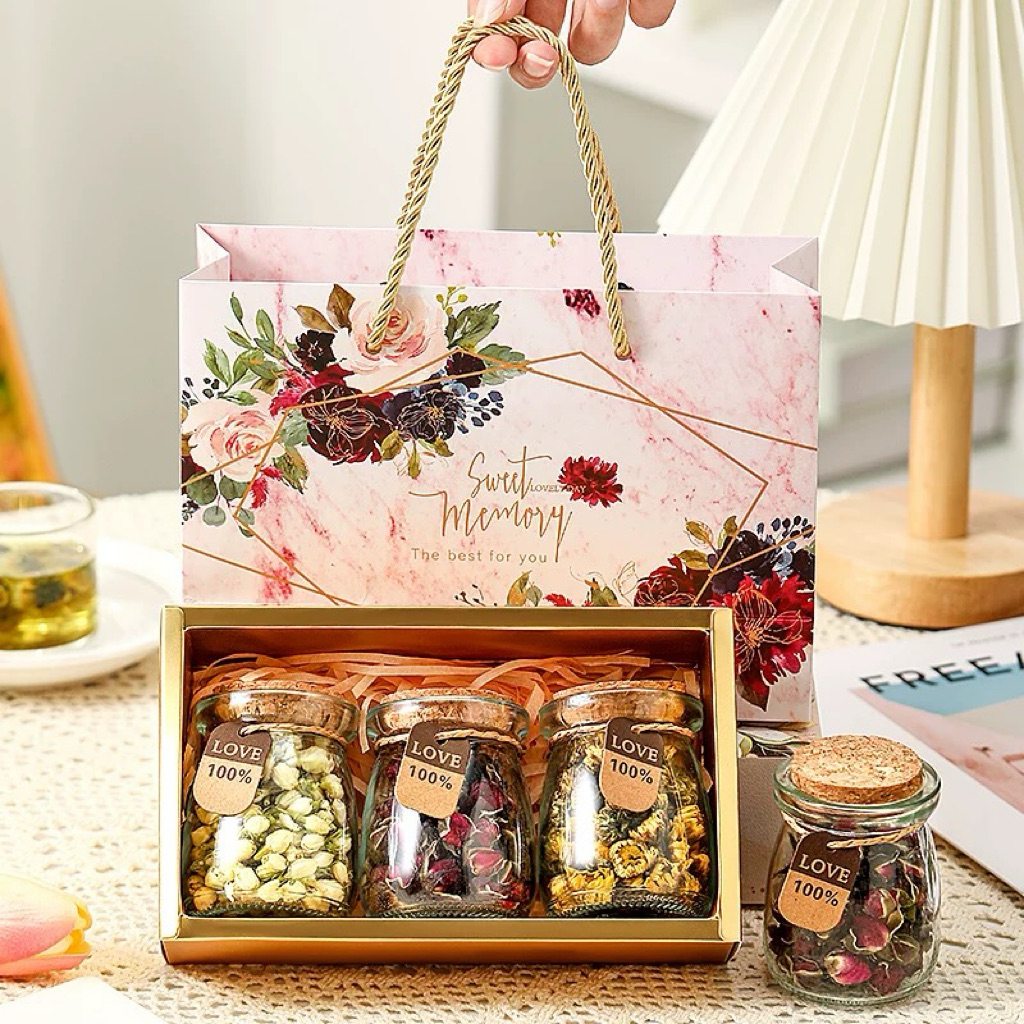 ชุดของขวัญชาดอกไม้ ชากุหลาบ Giftset Two Tone Tea ของขวัญปีใหม่ แลกของขวัญ ดำหัวผู้ใหญ่ ของรับไหว้
