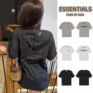 ส่วนลด 50% Fear of God Essentials SS22 T-Shirt Logo กำมะหยี่ เสื้อคู่รัก
