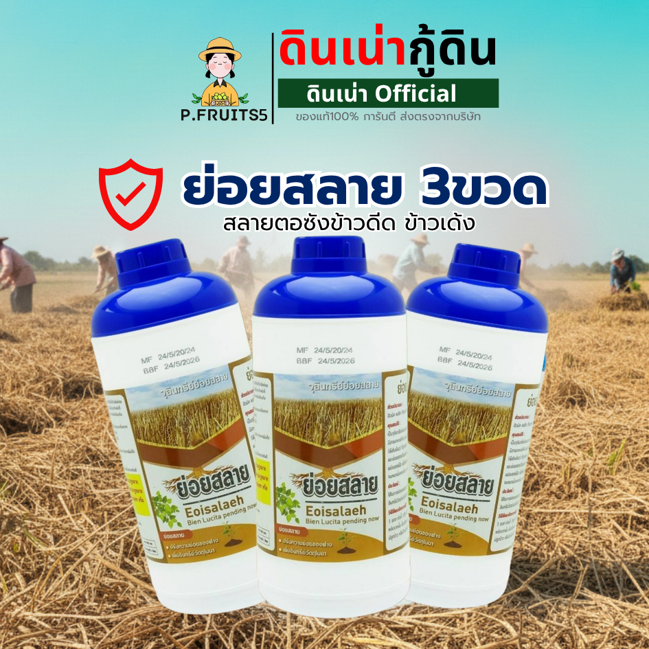 New ย่อยสลายฟางตอซังข้าว (3ขวด 2แถม1) สลายตอซังข้าว ข้าวดีด ข้าวเด้ง ไม่ต้องเผา