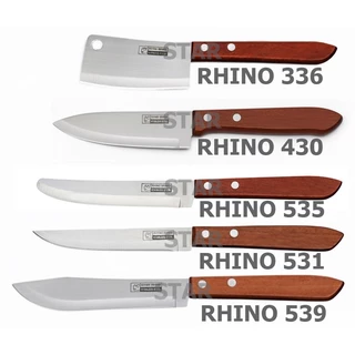 RHINO มีดทำครัว ของแท้ ด้ามไม้ ทำอาหาร มีดตราแรด 336 430 531 535 539 ปลายตรง ปลายตัด ปลายแหลม