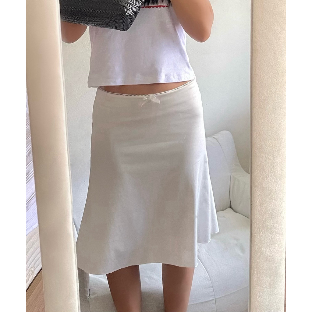 Midi skirts | anmrolls กระโปรงเอวต่ำยาวครึ่งเข่า มีซับในตัว
