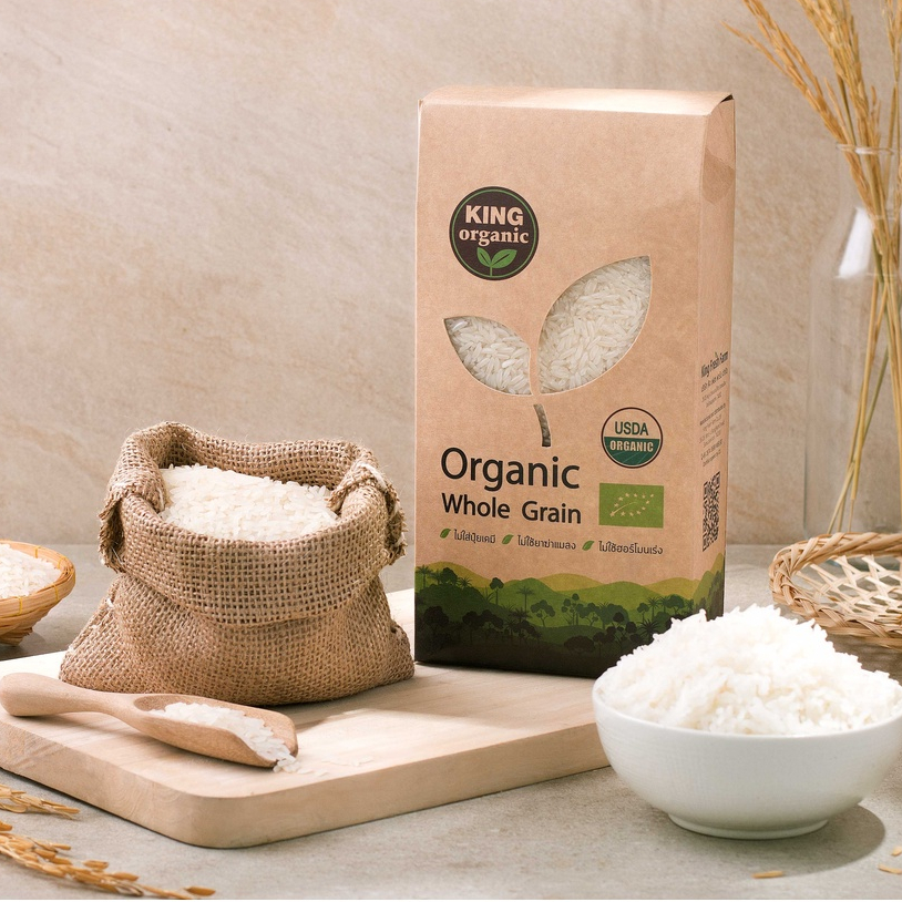 King Organic ข้าวหอมมะลิออร์แกนิค 1 กก. | Organic Jasmine Rice, Healthy, Chemical-Free, Clean