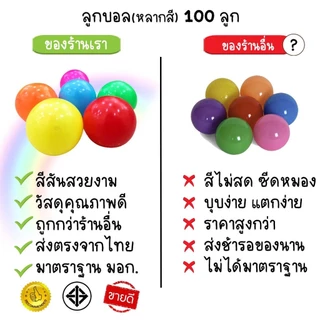 (พร้อมส่งในไทย) ลูกบอลปลอดสารพิษ ลูกบอลหลากสี (ปลอดภัย 100%) 50-100pcs บ้านบอล บ่อบอล บอลสี บอลเด็ก สระบอล ลูกบอลพลาสติก