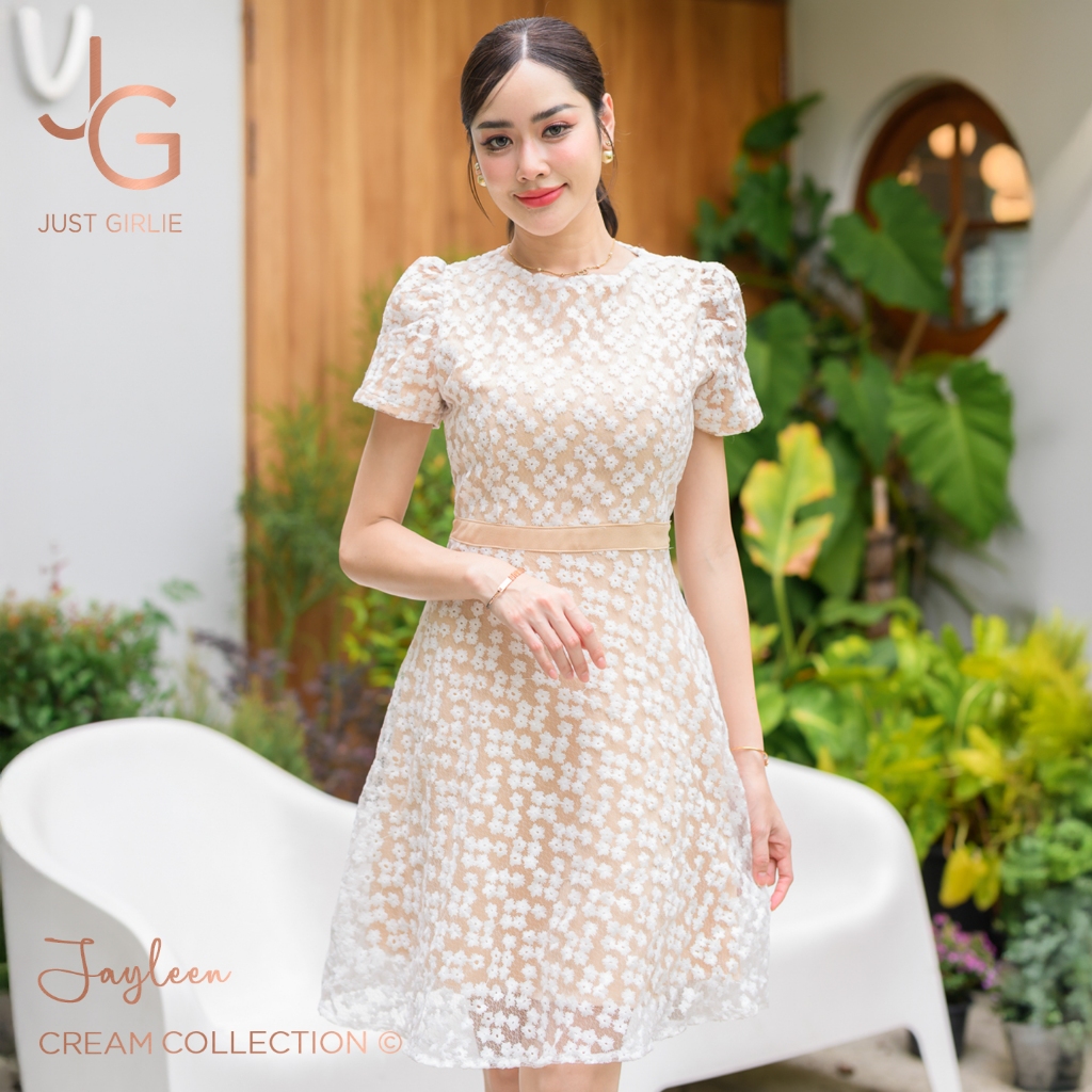 💛Dress Jayleen💛เดรสลายปักฉลุ ดีไซส์สวย น่ารัก ไว่ใส่เที่ยว ใส่ออกงาน เดรสสวย ราคาถูก มีไซส์ S M L XL
