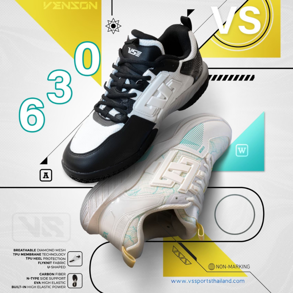 อัพลุคคลูๆด้วย รองเท้าแบดมินตันรุ่น VS 630 ตัวรองเท้าผลิตจากวัสดุเกรดพรีเมี่ยม แข็งแรงและทนทาน