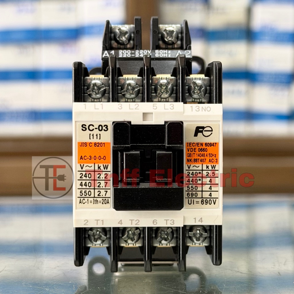 Fuji Electric SC-03 (คอยล์ 24V, 48V, 110V, 220V, 380V) แมกเนติก คอนแทคเตอร์ (1NO)