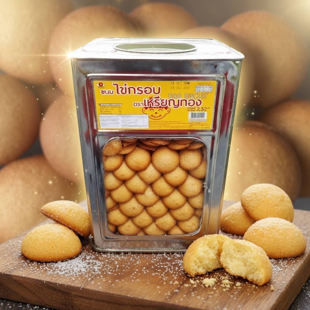 ขายยกปี้บ 2.5 โล ขนมไข่กรอบ ขนมเหรียญทอง หอม กรอบ อร่อย