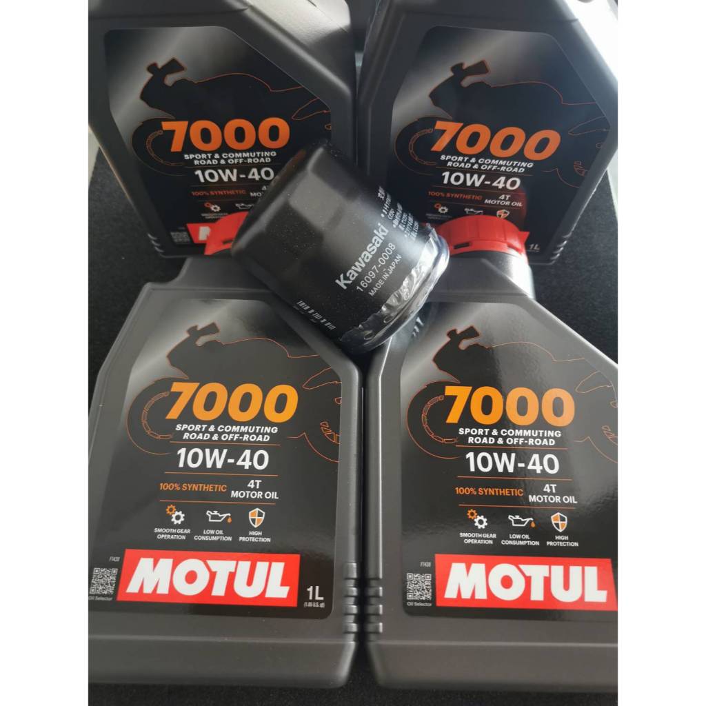 ชุดถ่ายน้ำมันเครื่อง MOTUL HTECT100/7000 10W-40 4 ลิตร ฟรี กรองน้ำมันเครื่องKAWASAKI Z800 Z900 ZX10R