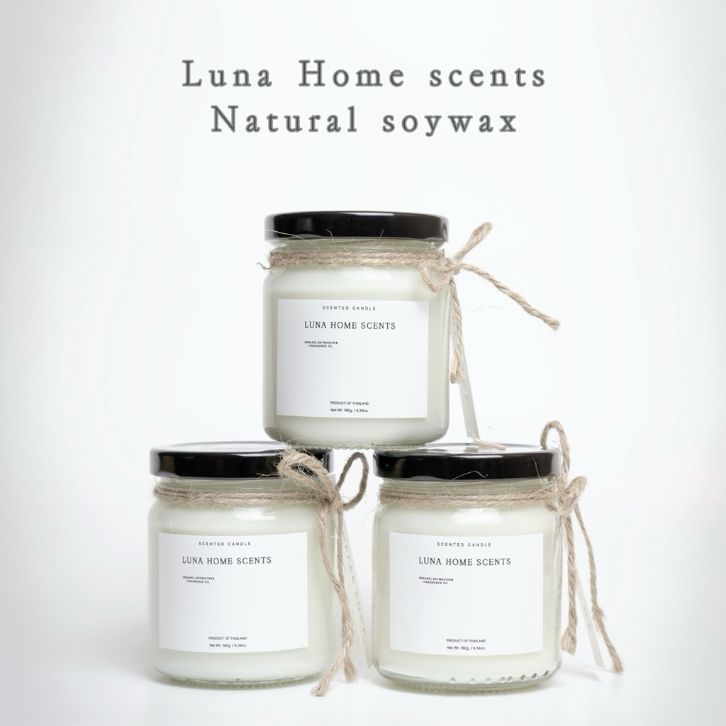 <ส่งฟรี🚚>Lunahomescents-เทียนหอมจากsoywax100%-ขนาด180g.-รวมทุกกลิ่นของทางร้าน
