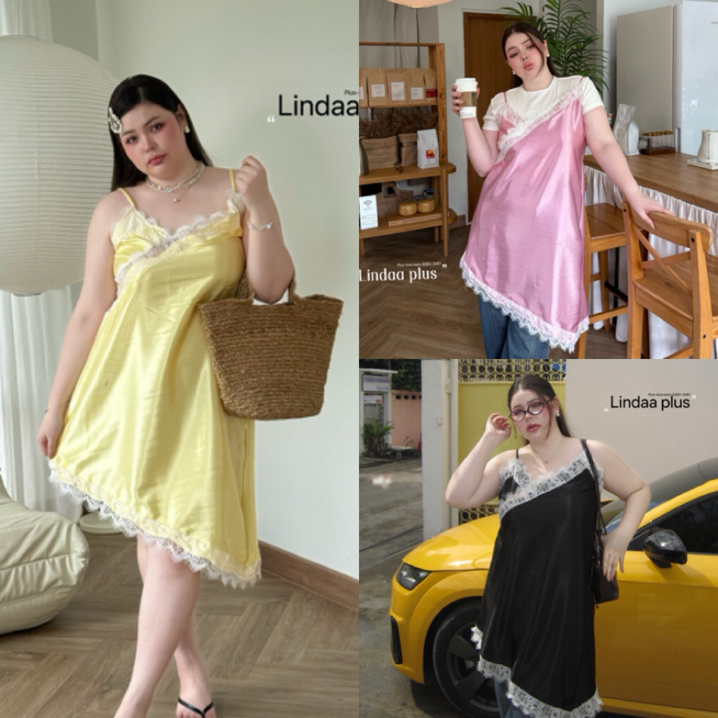 LD Sleep Dress สายอินฟู อินเตอร์ เดรสผ้าซาติน แต่งลูกไม้ทั้งตัว ด้านหลังมีสม๊อคเข้ารูป