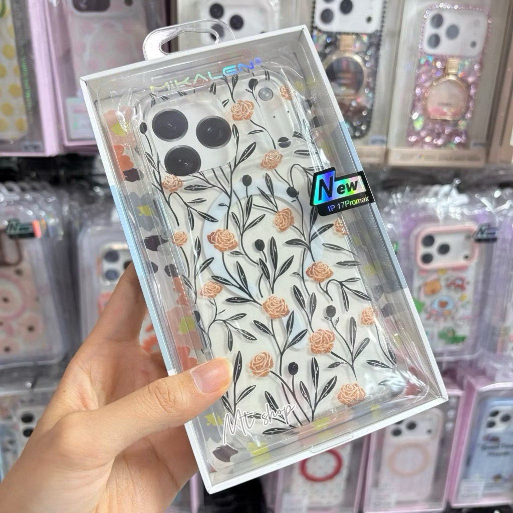 🎉Mikalen เคสใสลายดอกไม้ มีแม่เหล็กชาร์จ รองรับการชาร์จไร้สาย สำหรับรุ่น iP 17 17pro 17promax