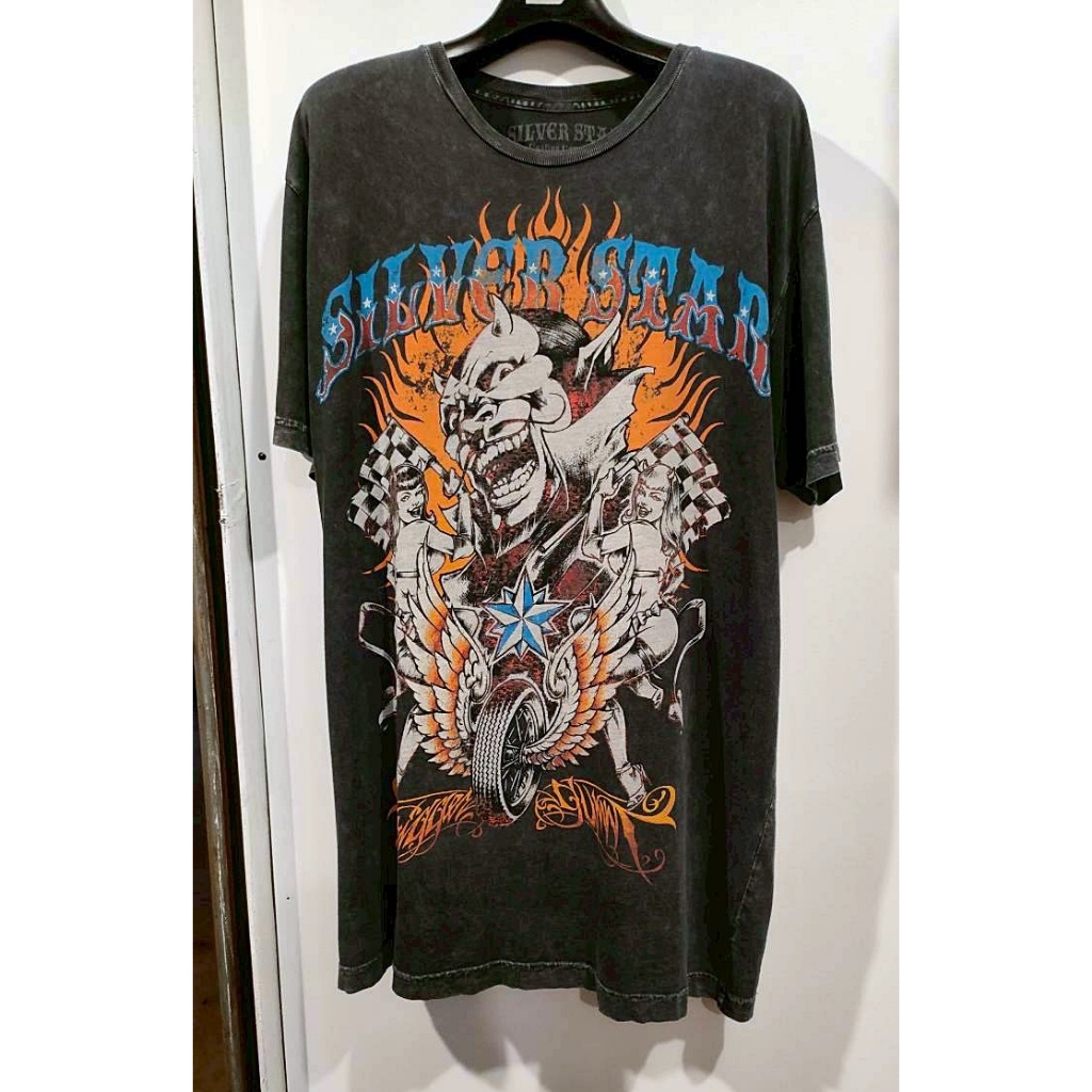 Silver Star Y2K Shirt เสื้อวินเทจลายมันส์มือสอง size XL