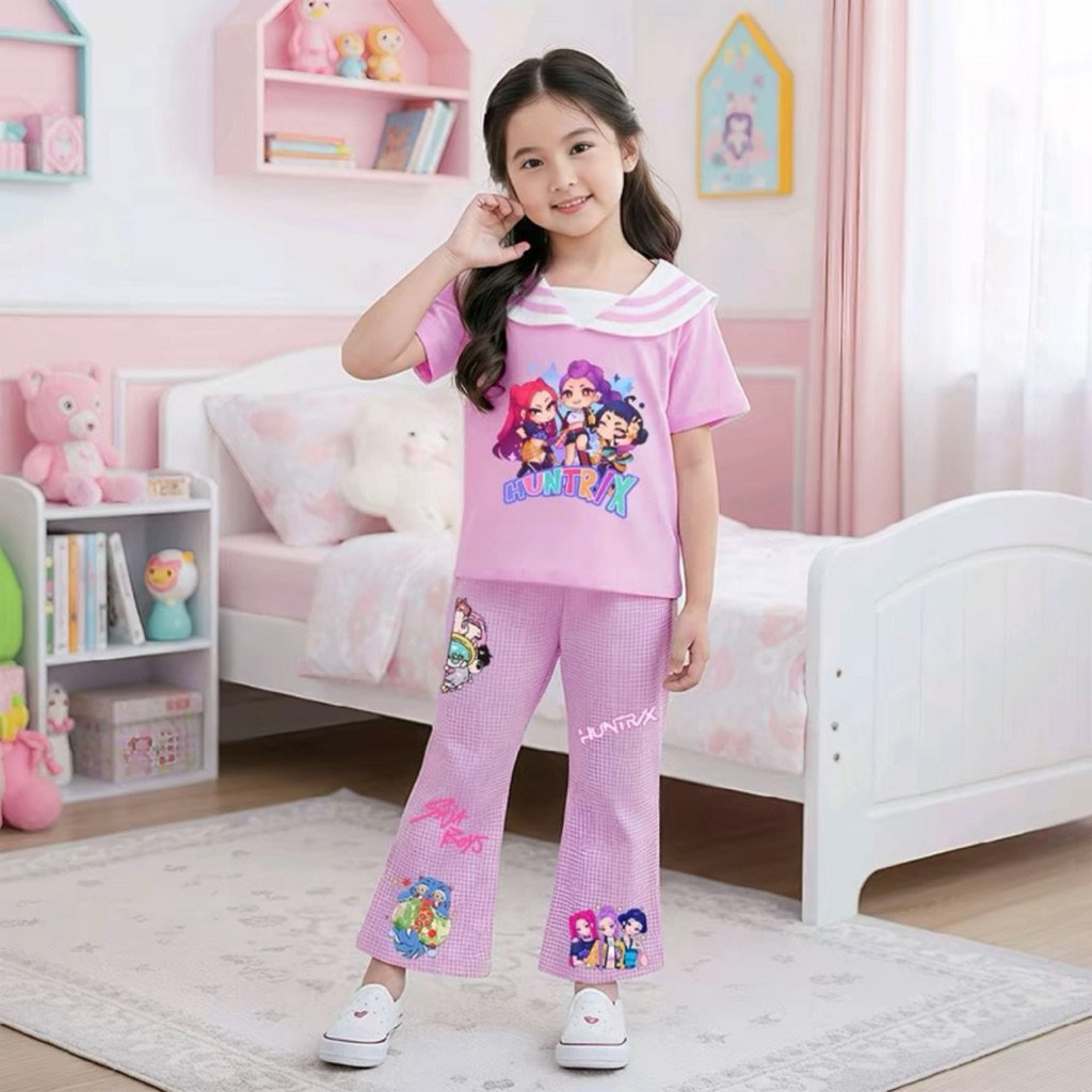 ชุดเซ็ตเด็กผู้หญิง ชุด2ชิ้น แต่งสกีนลายการ์ตูนน่ารัก ผ้านิ่มใส่สบาย พร้อมส่ง - รูปที่ 6