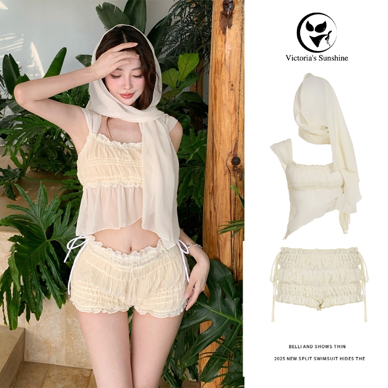 Victoria’s ชุดว่ายน้ำผู้หญิง ทูพีช เสื้อครอป+กางเกงขาสั้น มีฟองน้ำ ผ้ายับ รุ่นใหม่#1019 – โปรปัง