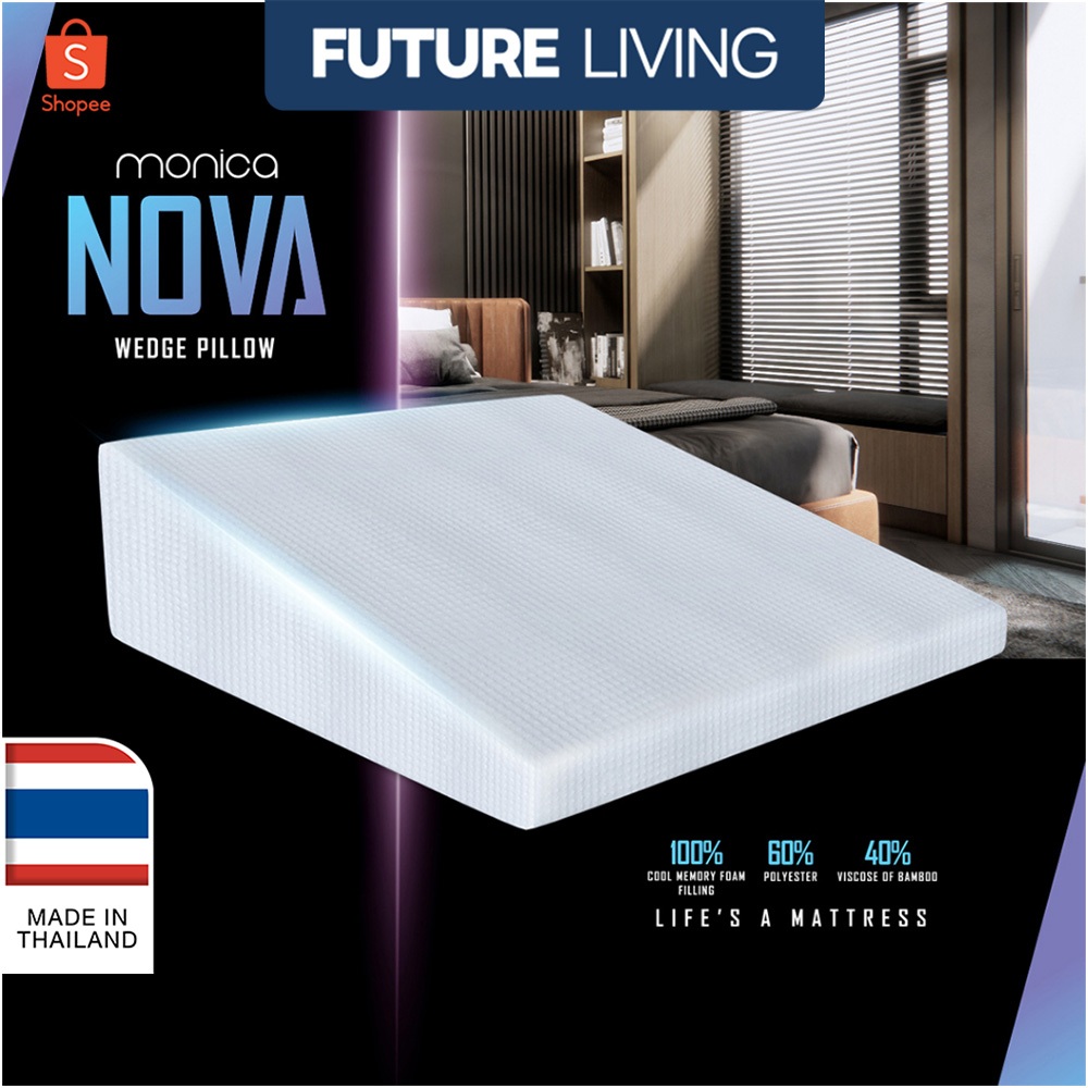 หมอนกันกรดไหลย้อน Nova หมอนรองหลังเมมโมรี่โฟม ใบใหญ่พิเศษรองได้ถึงหลังเอวบรรเทาอาการปวดหลัง