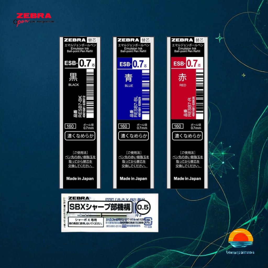 Zebra Sharbo X ชุดไส้ปากกา Set C/หมึกอีมัลชั่น 3 สี + กลไกดินสอ 0.5/ของแท้ญี่ปุ่น/Refill