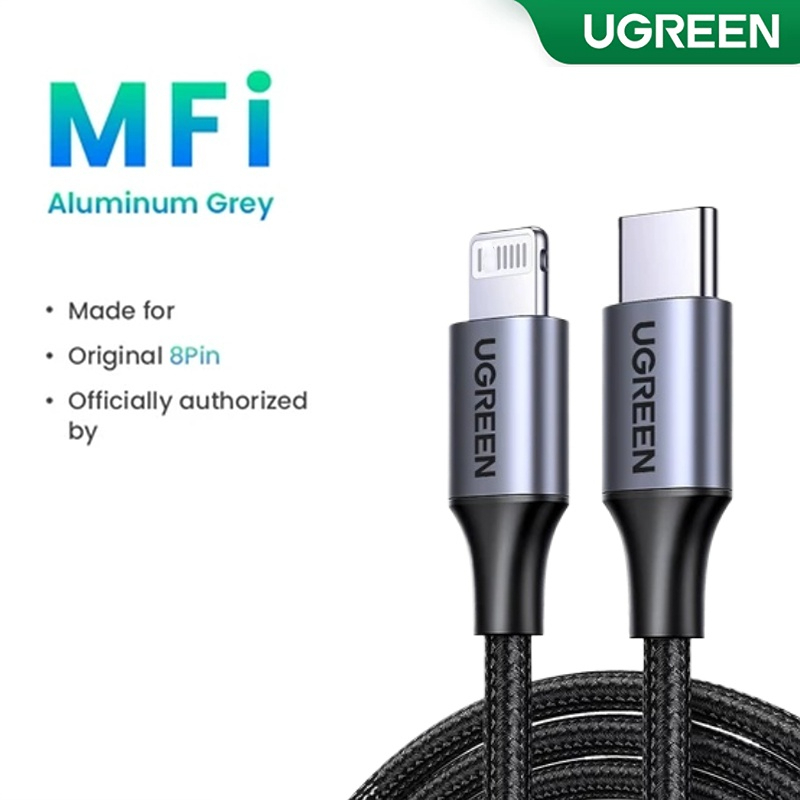 Urgreen PD20W USB C ถึง L สายเคเบิลข้อมูล Nylon Braided Fast Charging สําหรับ 14/13/13 Pro/12