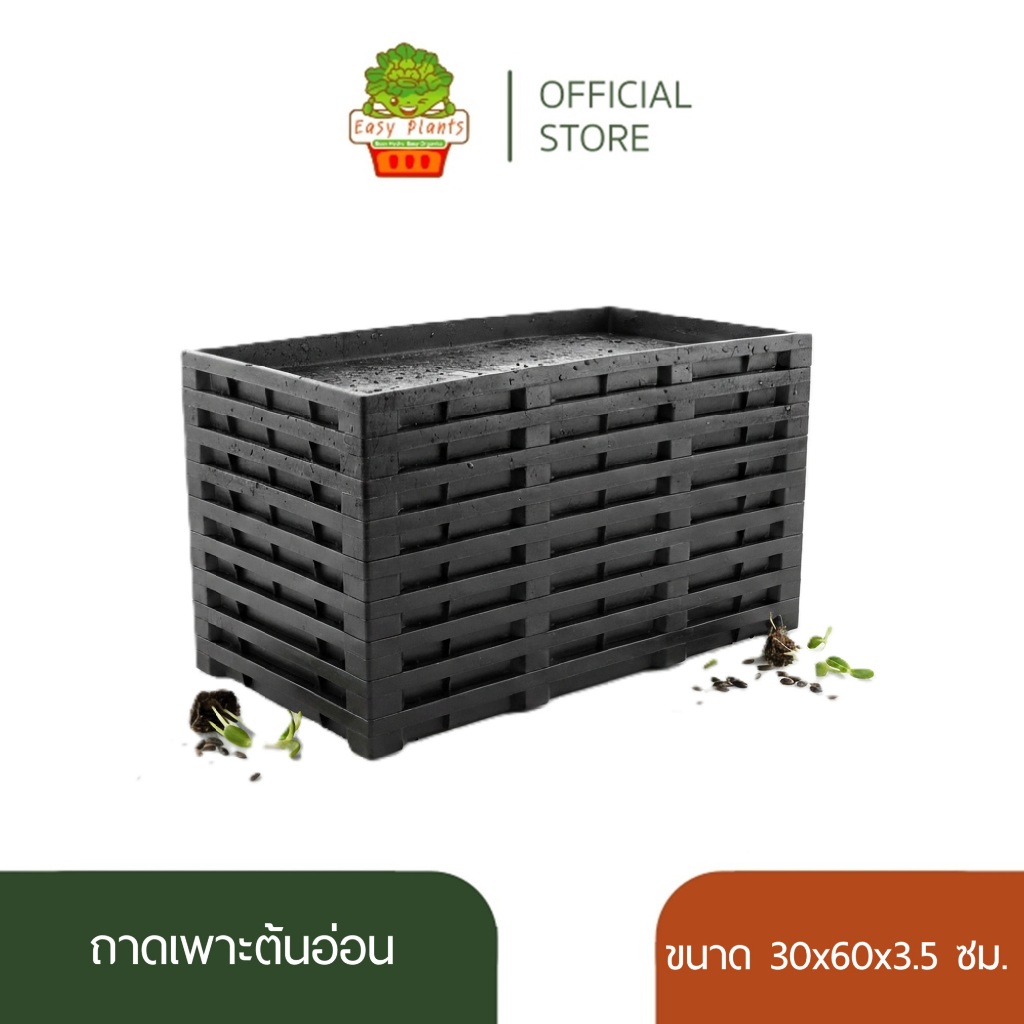 ถาดเพาะกล้า (แพ็ค 5-10ใบ) -มีรู- ใช้เพาะต้นอ่อนทานตะวัน เพาะต้นกล้าผัก เพาะต้นอ่อน - 0TPG
