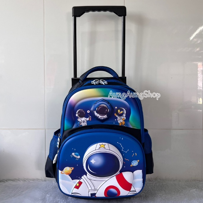 กระเป๋านักเรียน กระเป๋าล้อลาก ลากได้+สพายได้ ขนาด 14นิ้ว ใส่ A4 ได้ - รูปที่ 7