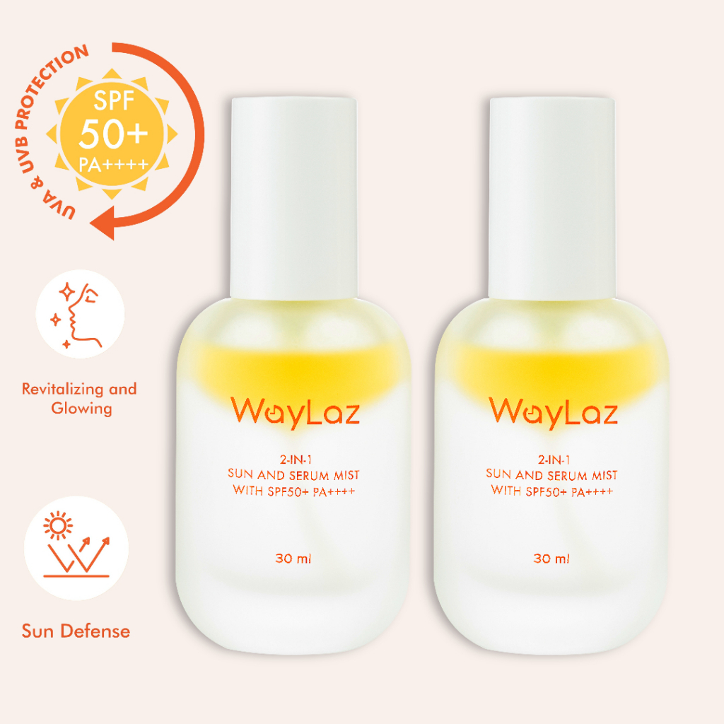 สเปรย์เซรั่มบำรุงผิวหน้าและกันแดด WayLaz 2-in-1 Sun and Serum Mist SPF50+ PA++++ (30mlx2ขวด)