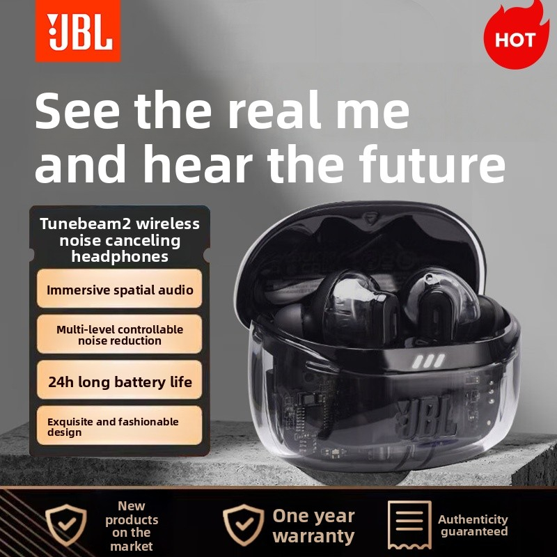 JBL WAVE BEAM2 Wireless Active Noise-Canceling Bluetooth Earphones - In-Ear Design - Suitable for Fi