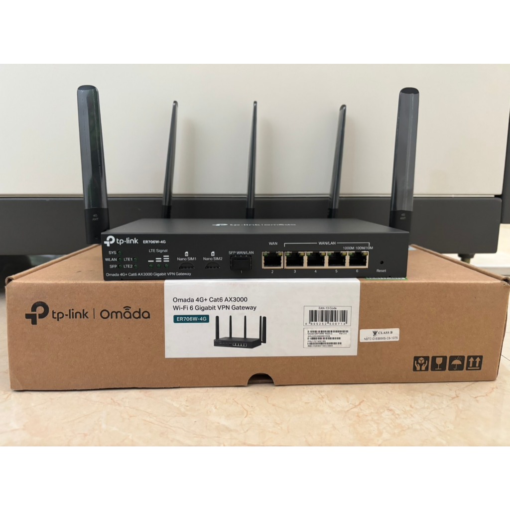 เร้าเตอร์ ซิม 4G Router TP-LINK (Omada ER706W-4G_V2) Wireless AX3000 Dual Band