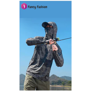 Fancy Fashion UPF50+ เสื้อแจ็คเก็ตกันแดดแขนยาวมีฮู้ดสำหรับผู้ชาย เนื้อผ้าระบายอากาศได้ดี