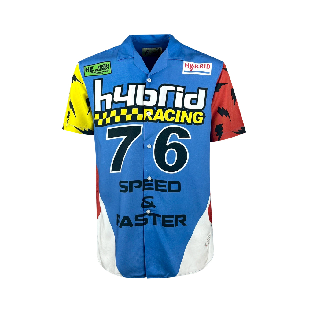 Hybrid Shirt Men  ไฮบริดเสื้อเชิ๊ตผู้ชายแขนสั้น สีฟ้า (Blue) MSS-472BU เสื้อฮาวาย เสื้อเชิ้ตแขนสั้น