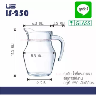 เหยือกน้ำใส ลายเรียบ ขนาด 250 มล. และ 450 มล.