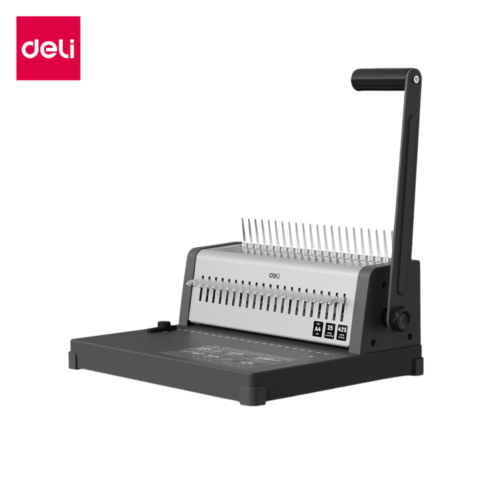 Deli เครื่องเข้าเล่มเอกสาร เครื่องเจาะกระดาษสูงสุด เข้าเล่มได้ 450แผ่น เข้าเล่มกระดูกงู Binding Mach