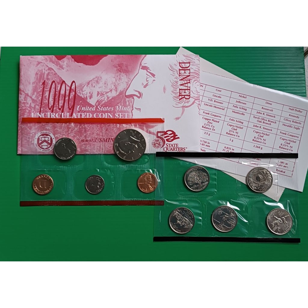ชุดเหรียญ USA Mint Set 10 Coins 1999-D