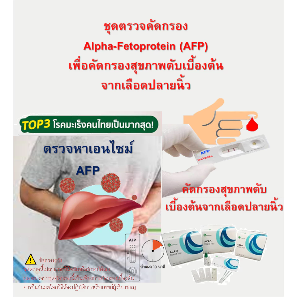ชุดตรวจ AFP จากเลือดปลายนิ้ว ใช้สำหรับคัดกรองสุขภาพตับ ในเลือด เลขทะเบียน อย.65-2-2-1-0015392