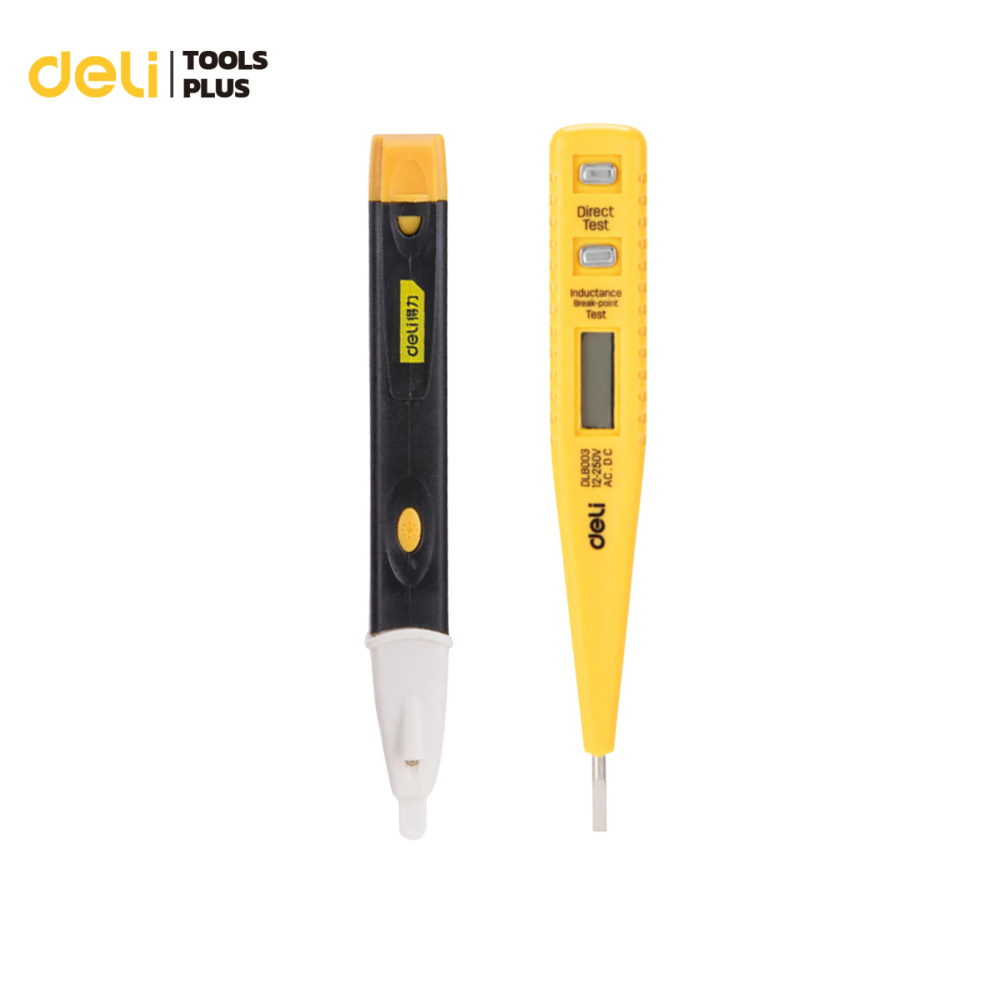 Deli เครื่องตรวจจับแรงดันไฟฟ้า ปากกาเช็คไฟ ทดสอบไฟรั่ว ทดสอบไฟฟ้า มีเสียงแจ้งเตือน แถมถ่านฟรี Voltage Tester