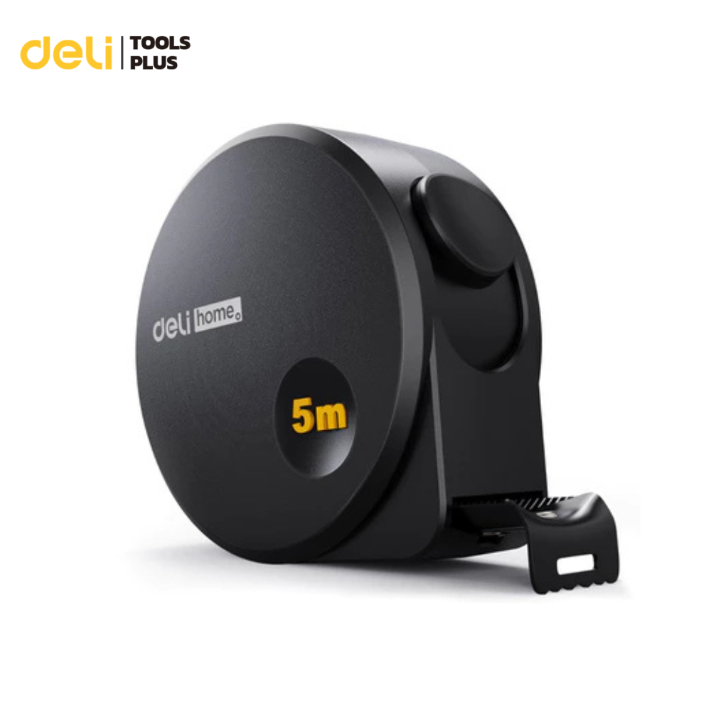 Deli ตลับเมตร ตลับเมตรพกพา วัสดุเคลือบดำ มีตัวล็อค ตัวเลขชัด ยาว 3 / 5 เมตร Steel Measuring Tape