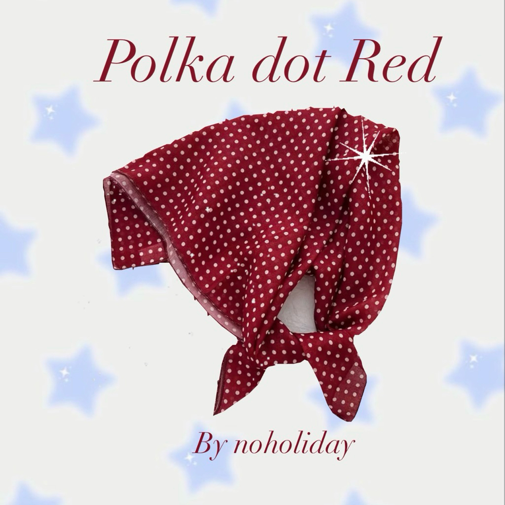 🍅พร้อมส่ง🍅ผ้าโพกหัว Polkadot สีแดง🔥ลายจุด สีใหม่📌