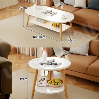 [payday]โต๊ะกาแฟ โต๊ะกลมมินิมอล โต๊ะเล็ก 80cm 2 ชั้น ของแต่งบ้าน มินิมอล side table ห้องนอน สีขาว ห้องนั่งเล่น