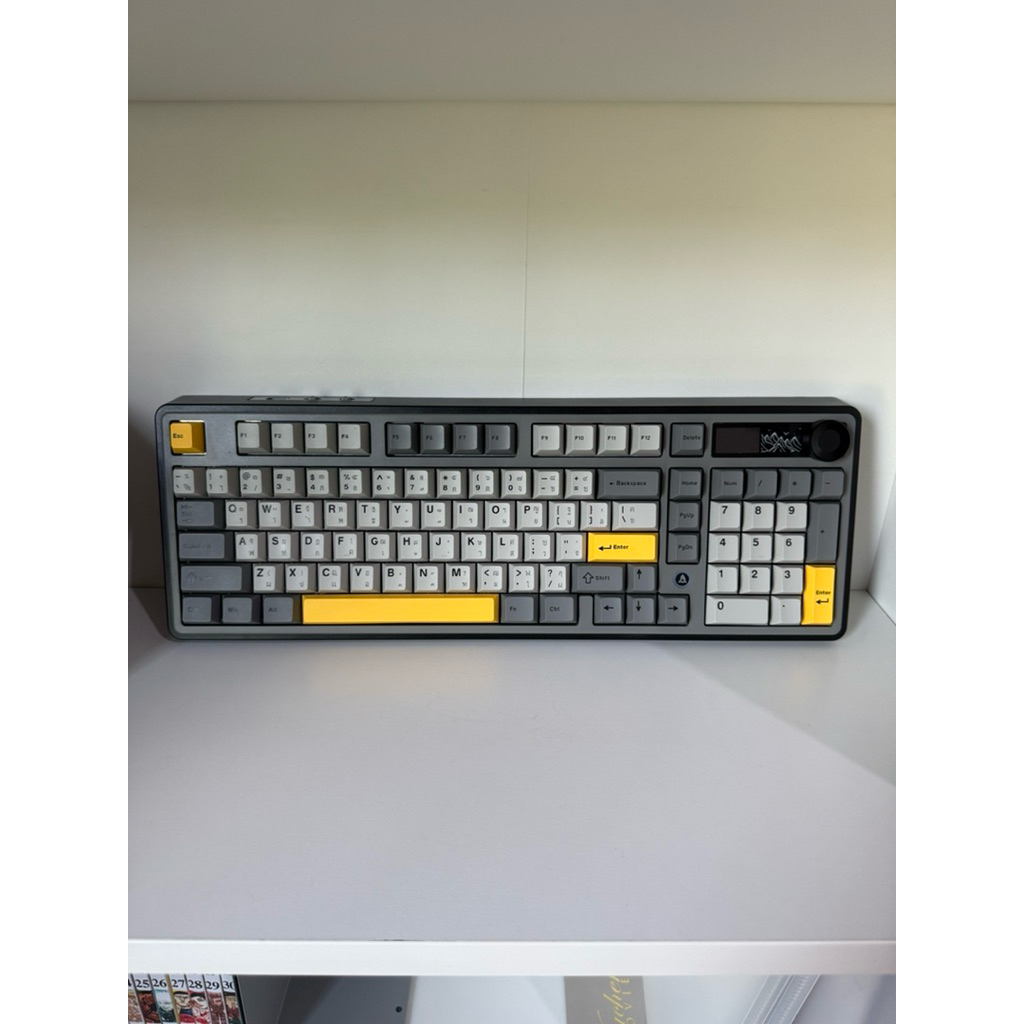 คีย์บอร์ดเกมมิ่ง Ajazz AK980 LCD Tri-Mod Maila Switch Gasket Mechanical Keyboard ❌พร้อมส่ง❌